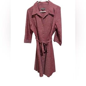 Sharagano Heathered Burgundy Midi Shirt Dress